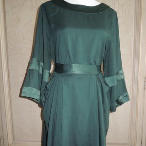 SOLD!!! Bottle Green Vintage Drape Tie Dress Size S/M